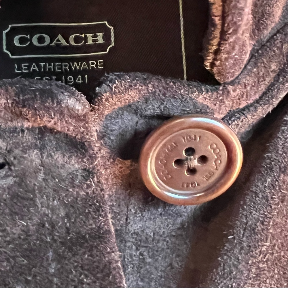 Vintage COACH Brown Leather Suede Button up Jacket Coat - Picture 6 of 10